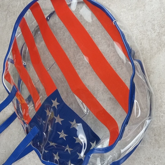 Fadivo American Flag Clear Round Plastic Bag - Picture 2 of 5